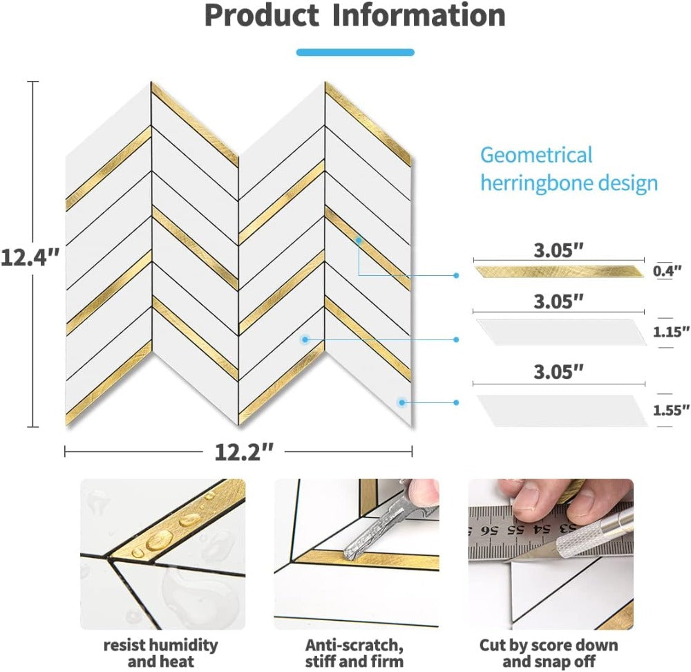 Herringbone Peel and Stick Backsplash Size