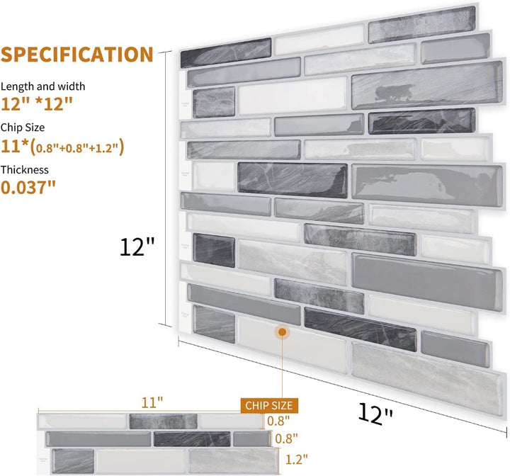 Peel and Stick Tiles Size