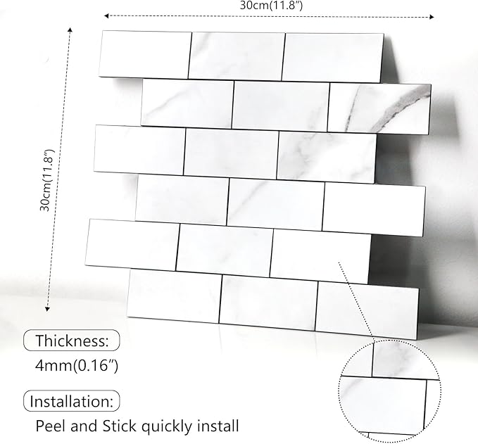 Self-adhesive tile size diagram
