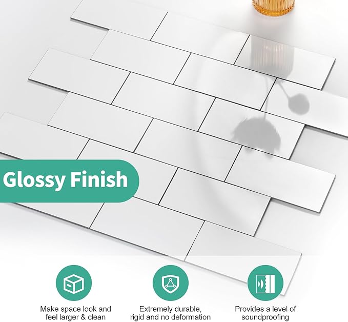 Glossy self-adhesive tile high-res photo