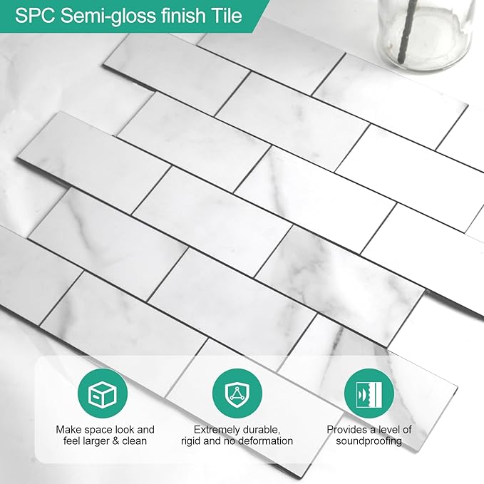 High-definition image of glossy self-adhesive wall tiles