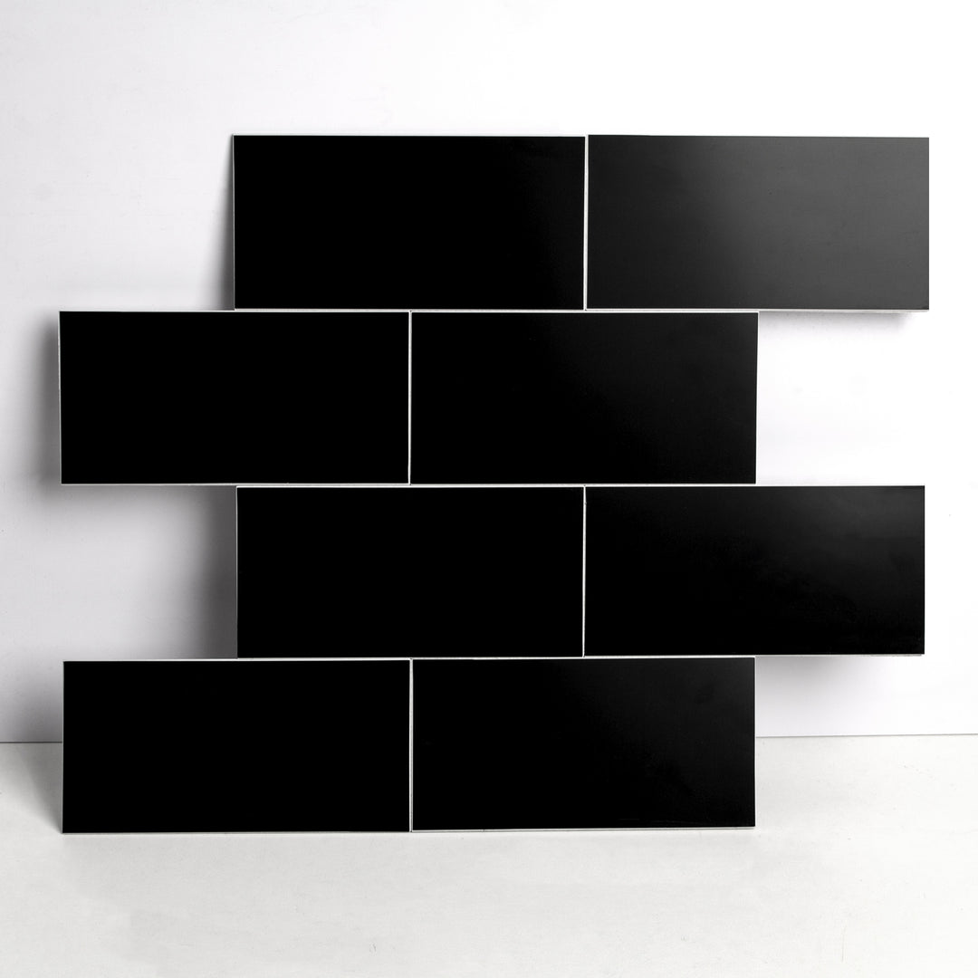 black peel and stick subway tile