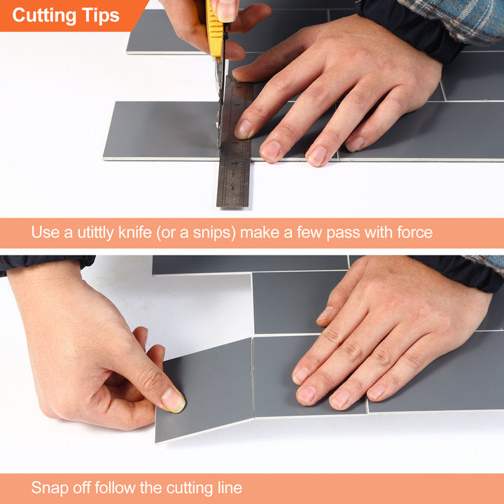 DIY cutting peel-and-stick tiles