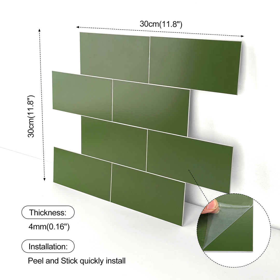 Size specifications of peel-and-stick tiles