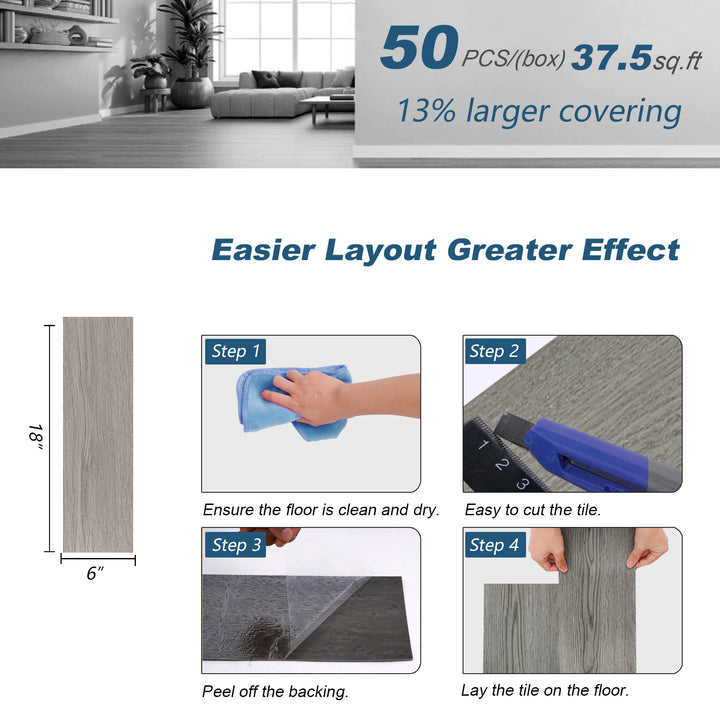 Size of wood-patterned tiles