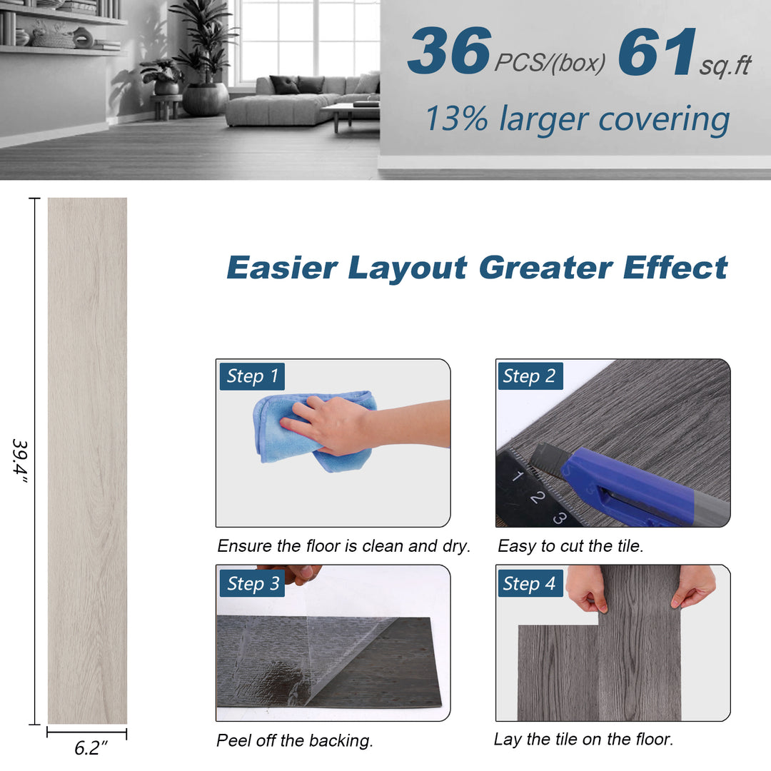 Size of wood-patterned tiles