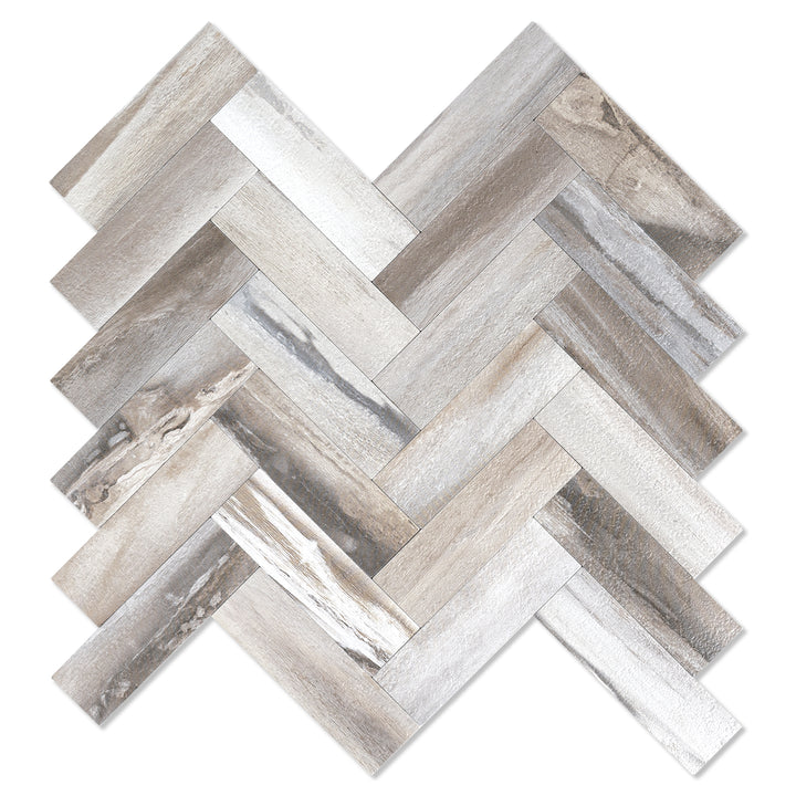 Wood Grain Texture Herringbone Tile Peel and Stick Backsplash