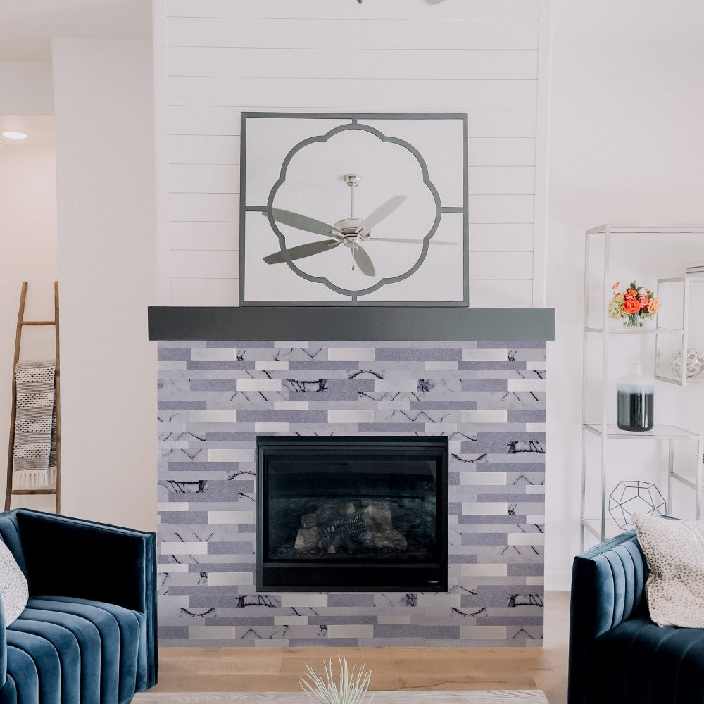 12" X 10.83" Peel and Stick Tiles Self-Adhesive Wall Tile Gray Stone Design