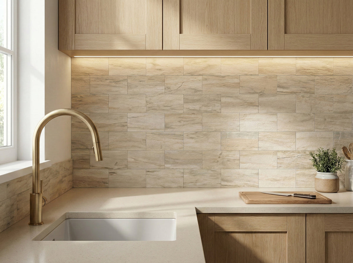 subway tile backsplash stick on kitchen