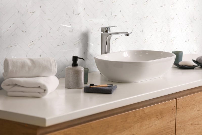 peel and stick herringbone tile for bathroom