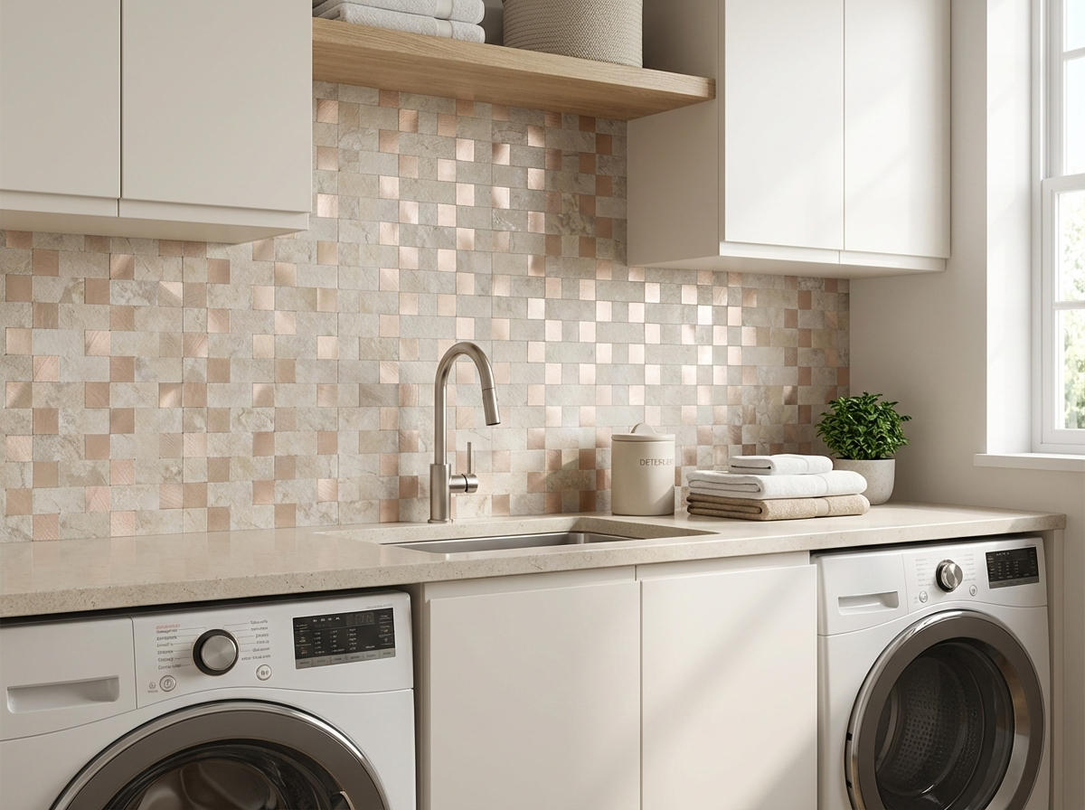 mosaic backsplash tiles for laundry room