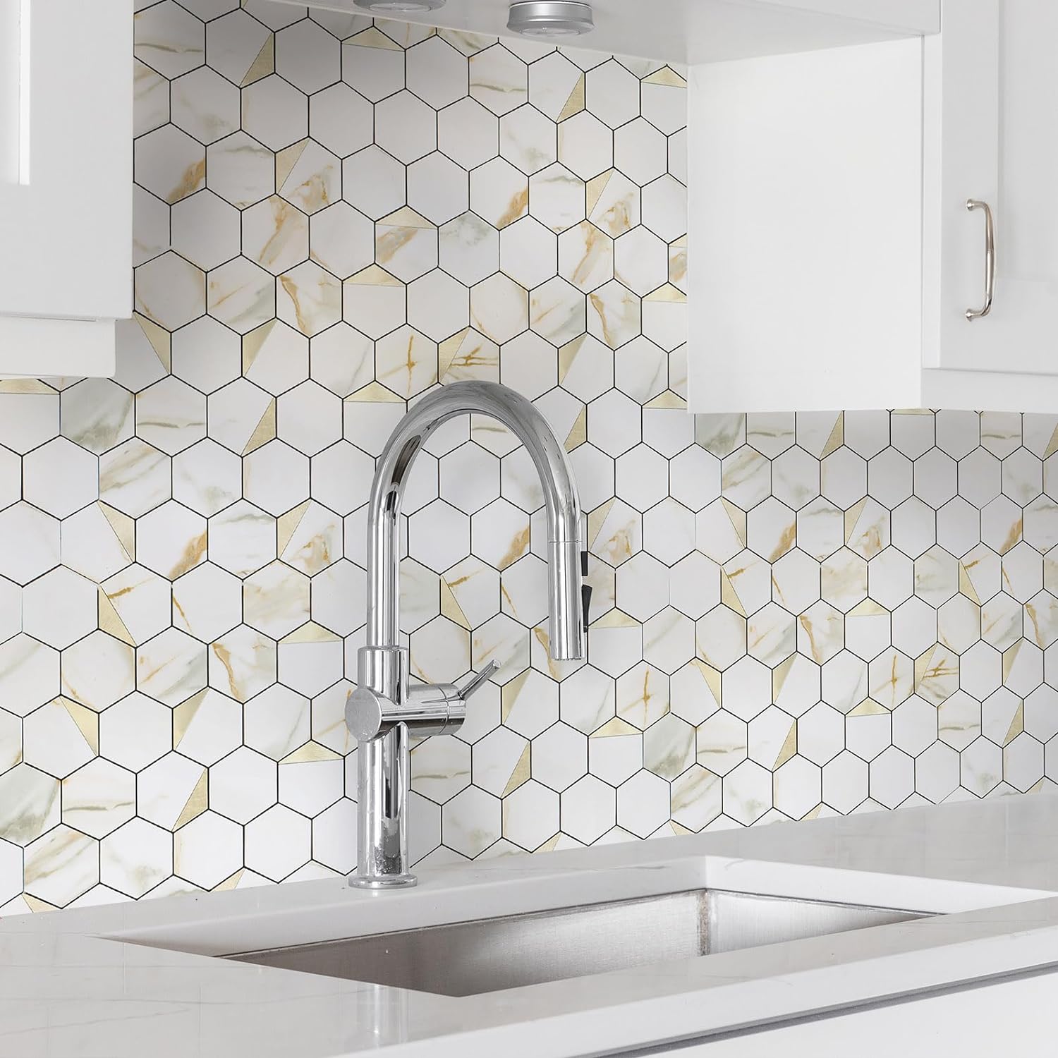Peel and Stick Hexagon Tiles for Kitchen