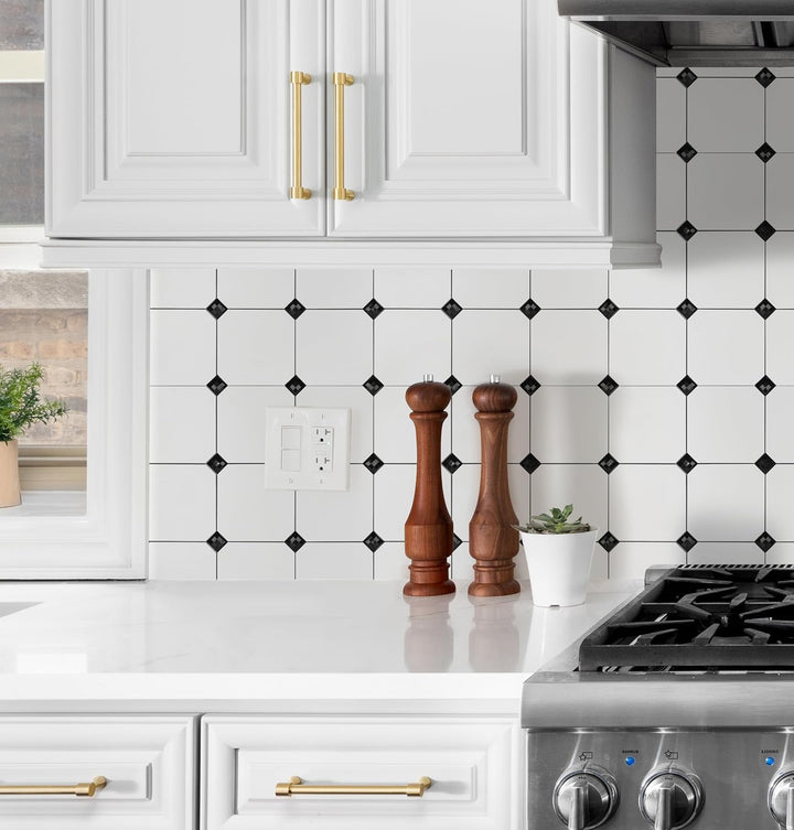 12" X 12" Marble White with Pearls Peel and Stick Diamonds Tile