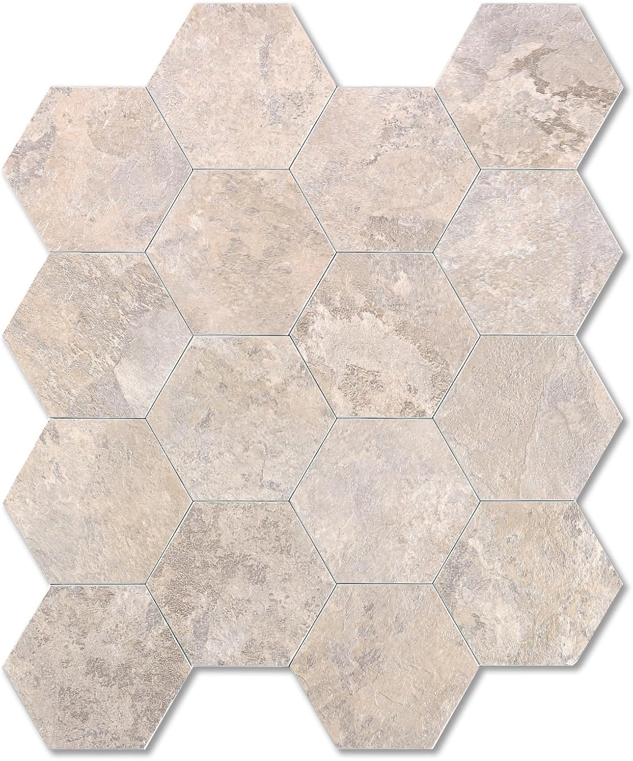 Hexagon Peel and Stick Tiles PVC Asenka Beige Backsplash