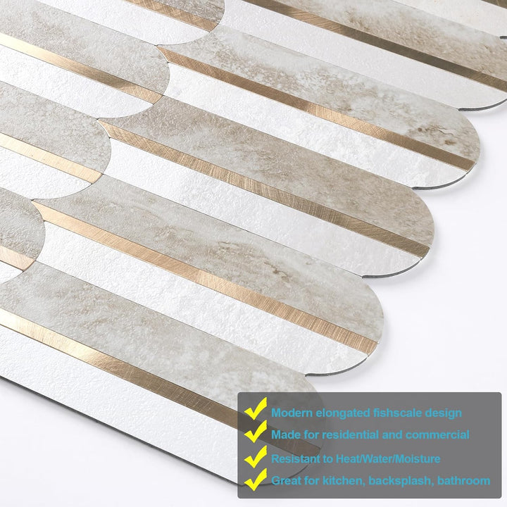 Fishscale Peel-and-Stick Tiles: Heat/Waterproof (Kitchen/Bath)