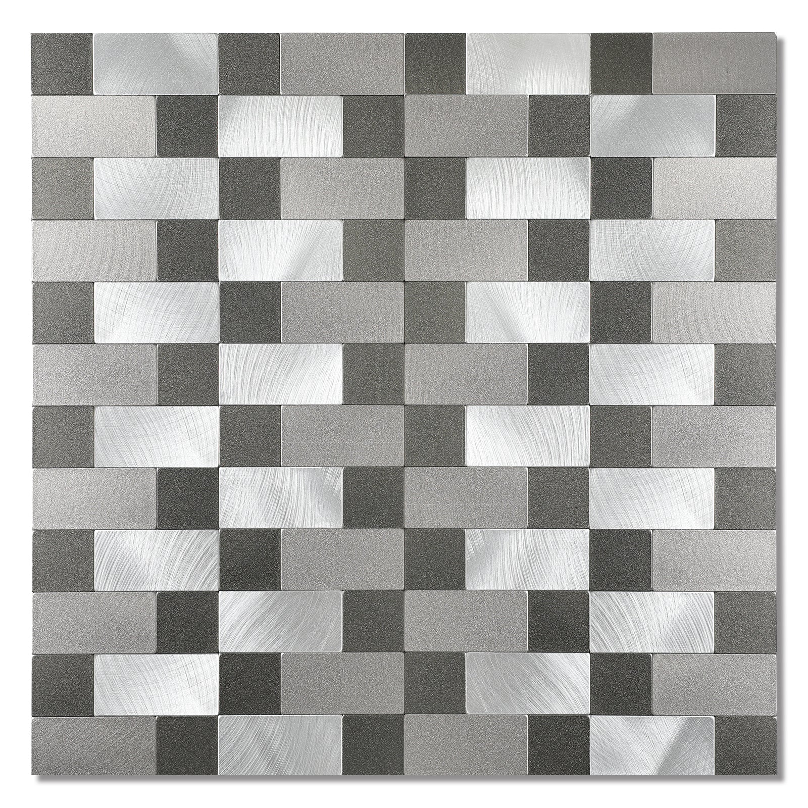 silver & black peel and stick metal tile