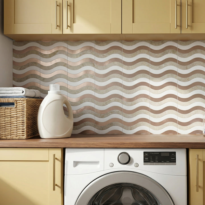 peel and stick wavy tiles for laundry room