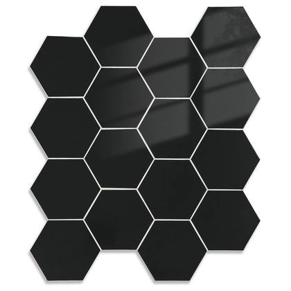 Hexagon Peel and Stick Tiles PVC  Black  Backsplash