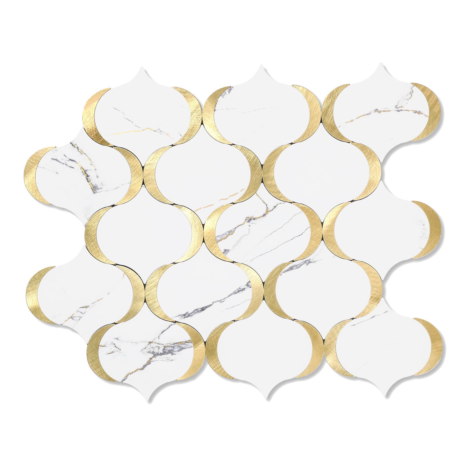 Calacatta Gold Marble Arabesque Peel and Stick Tile