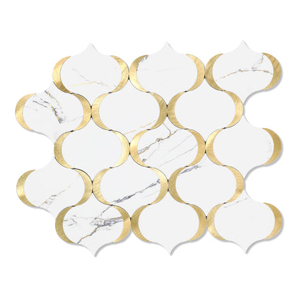 Calacatta Gold Marble Arabesque Peel and Stick Tile