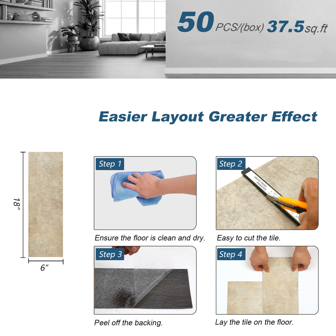 Dimensions guide for peel and stick floor tiles