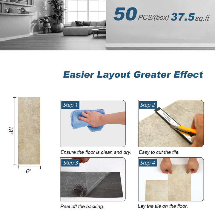 Dimensions guide for peel and stick floor tiles