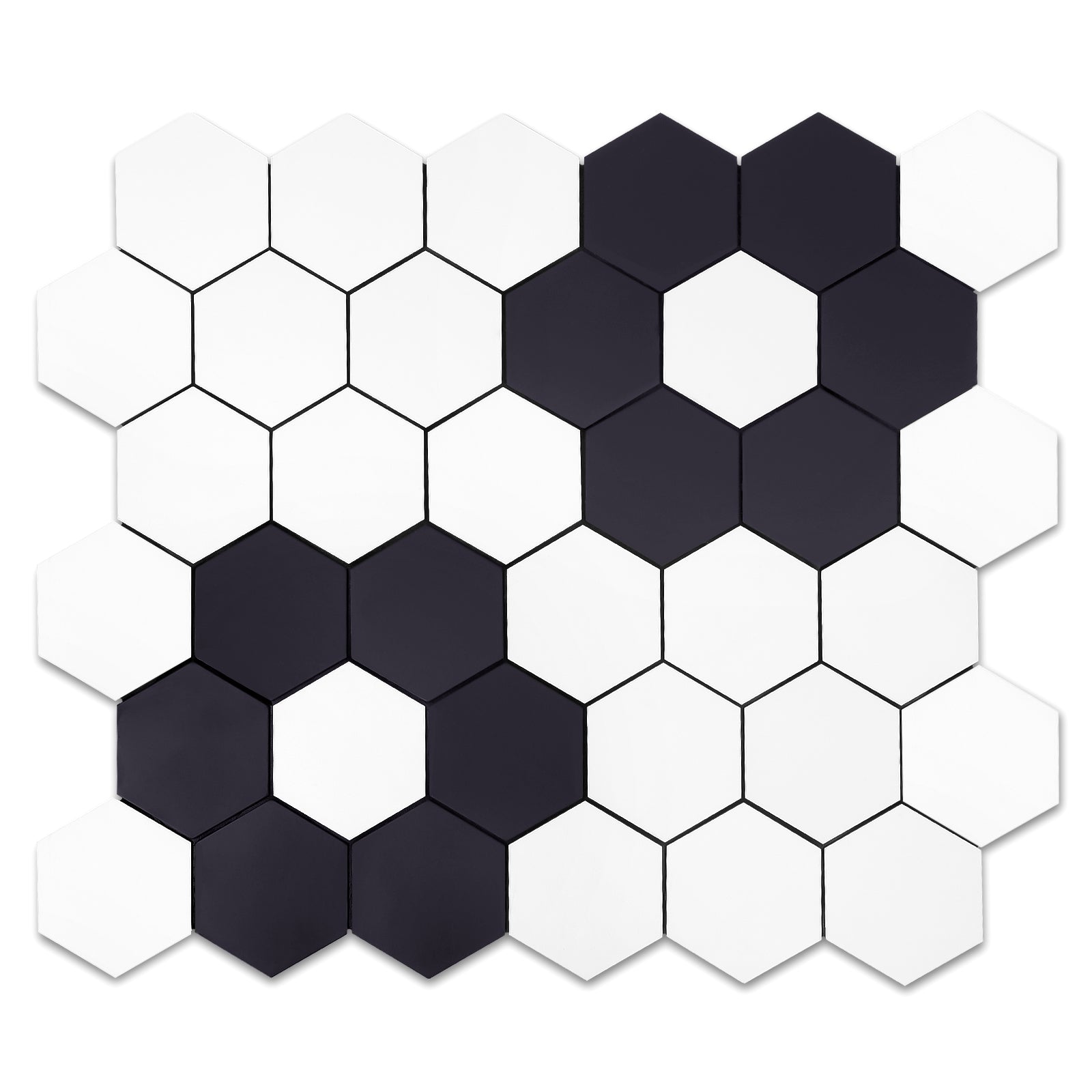 Pure White & Navy Blue Hexagon Tile