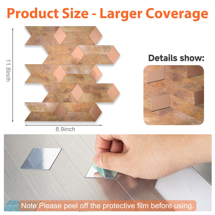 copper backsplash tile size