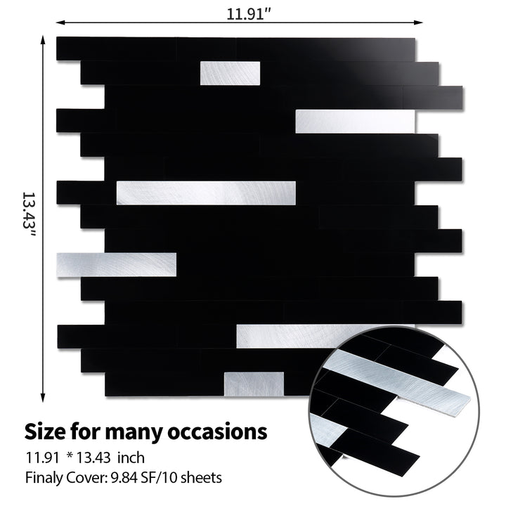 Size chart for self-adhesive wall tiles