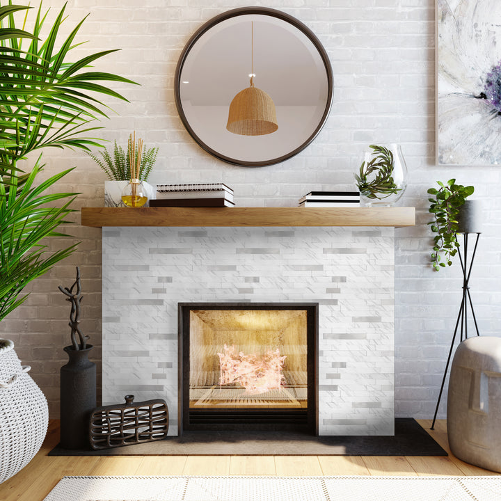 backsplash tile stick on fireplace