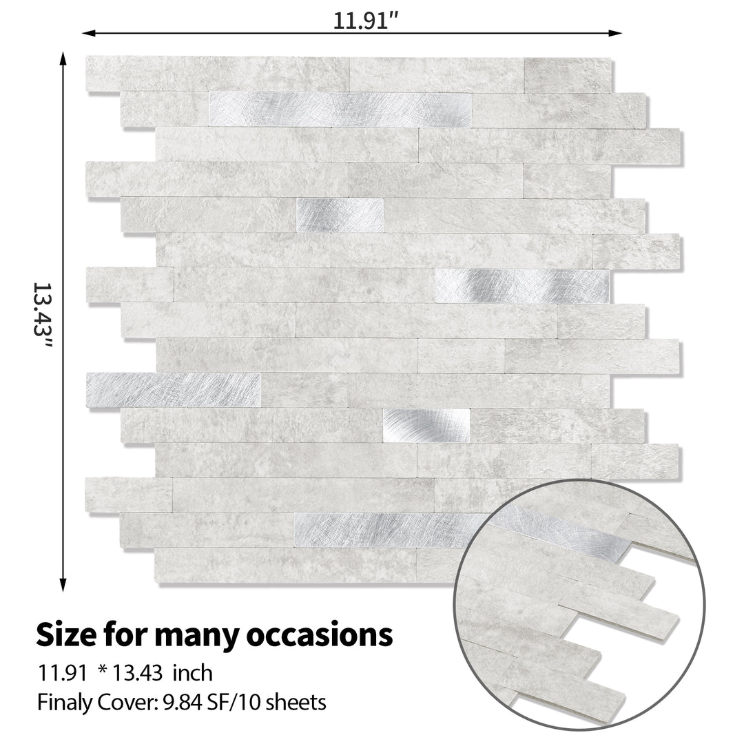 Size chart for self-adhesive wall tiles