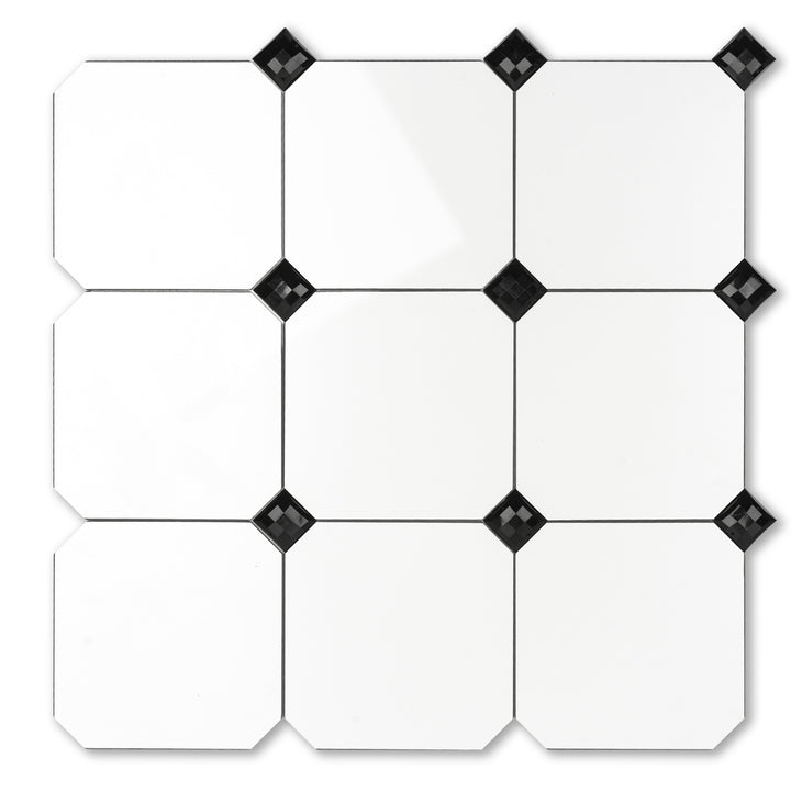 12" X 12" Marble White with Pearls Peel and Stick Diamonds Tile