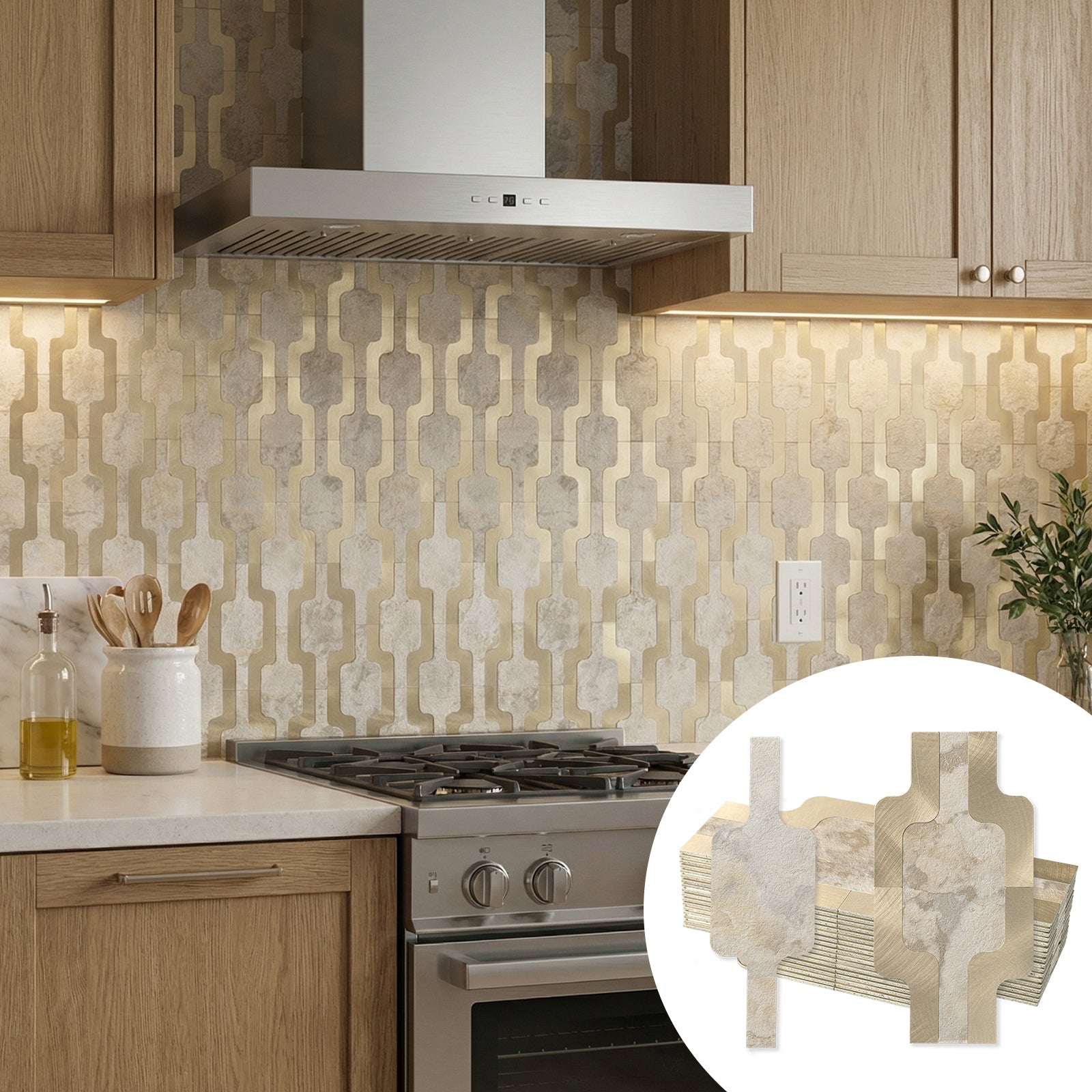 Beige Stone With Light Gold Tiles