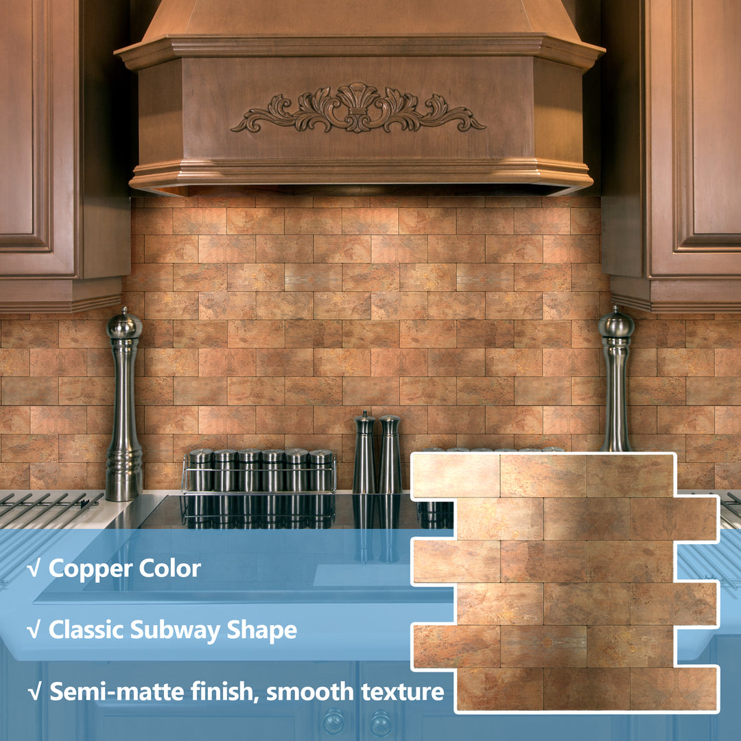 copper tile stick on kitchen