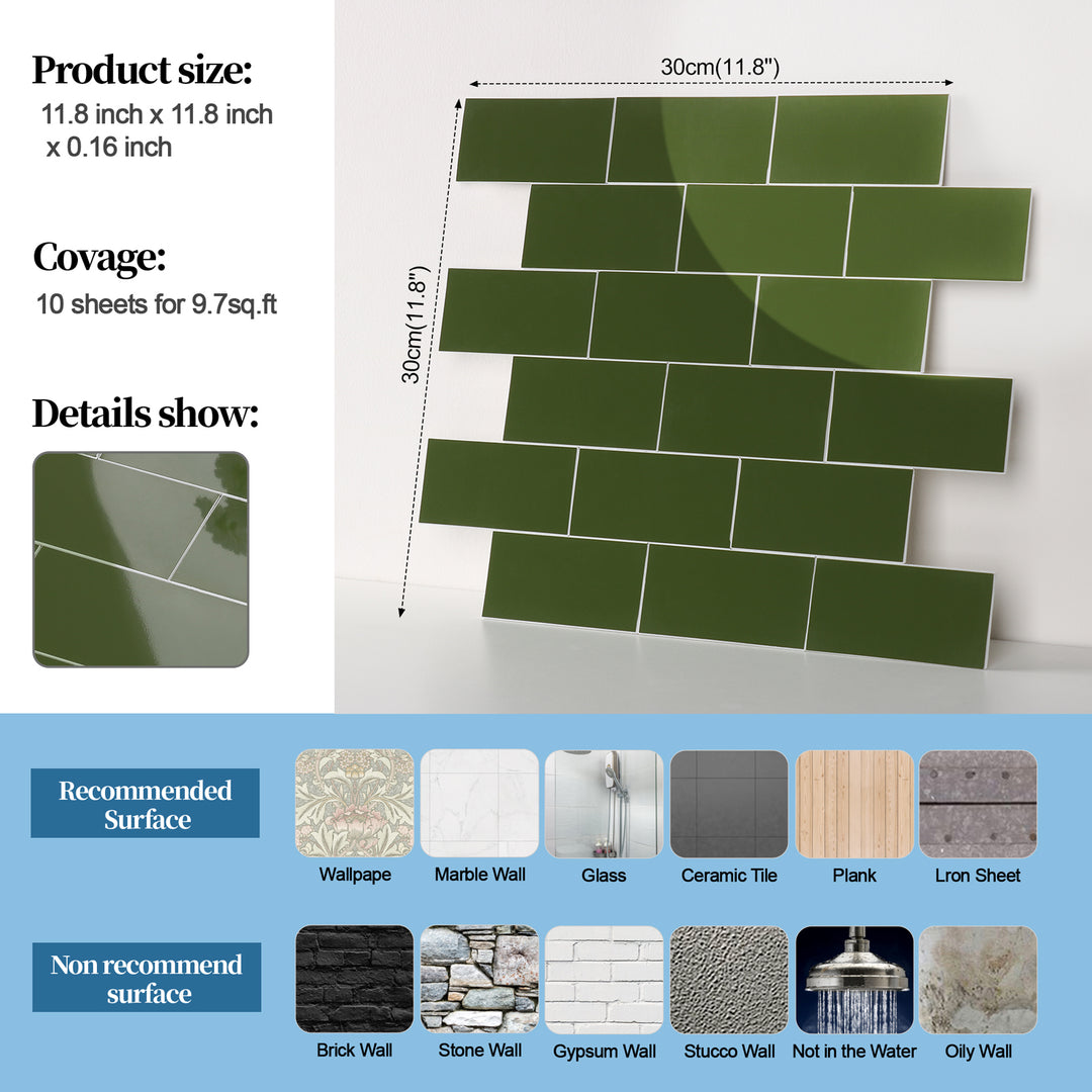 Polished Green Subway Tile Detail