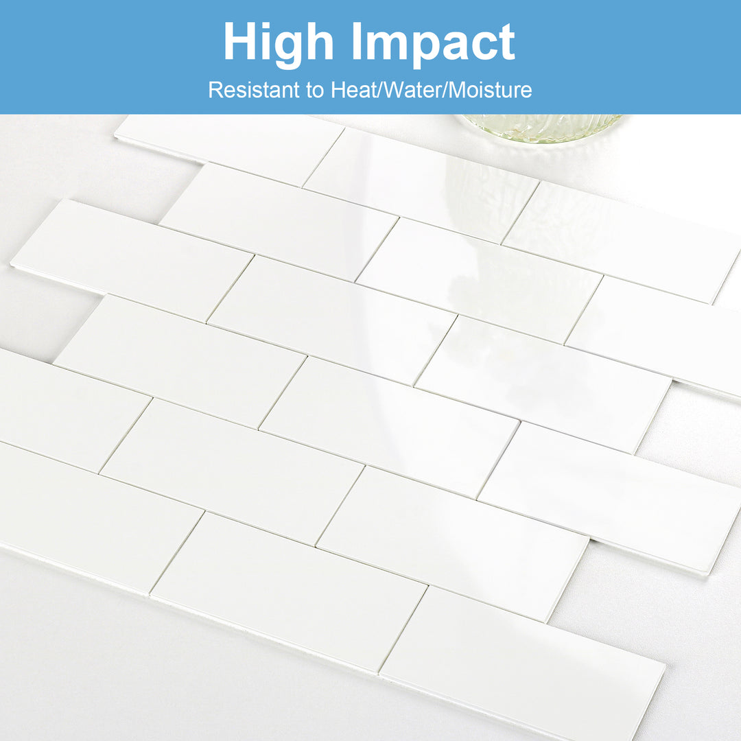 Polished Cream White Subway Tile Detail