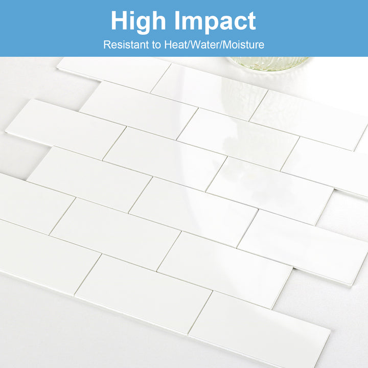 Polished Cream White Subway Tile Detail