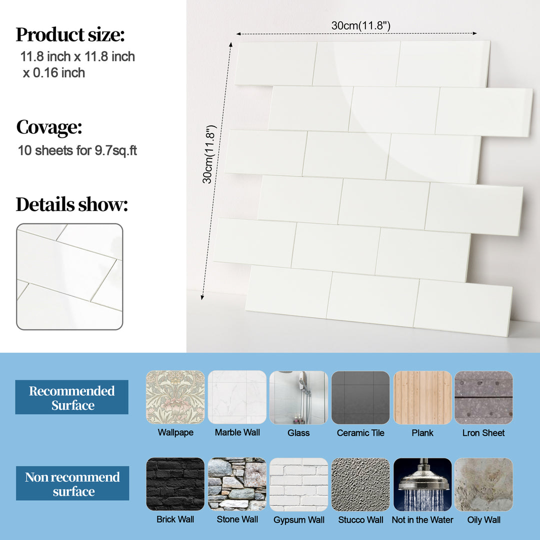 Polished Cream White Subway size  