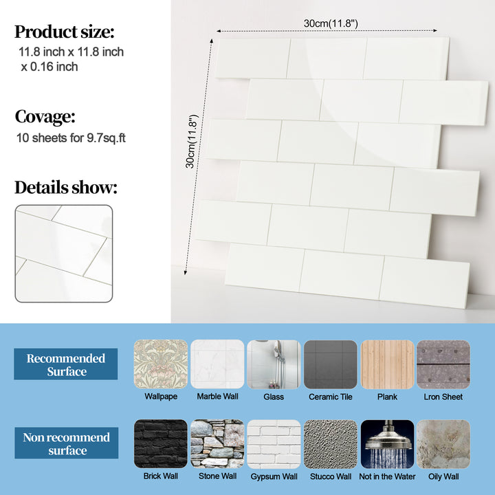 Polished Cream White Subway size  