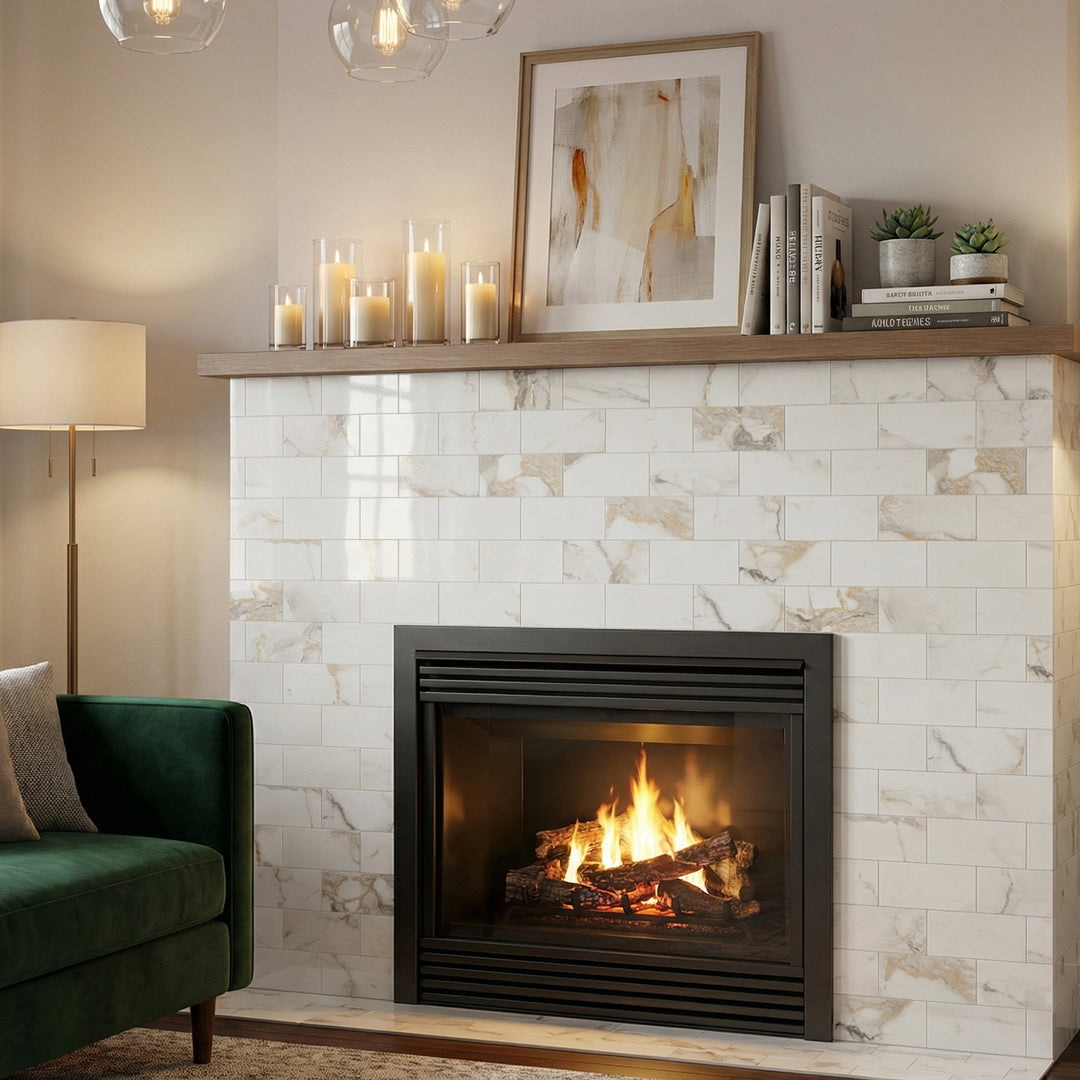 peel and stick tile for fireplace