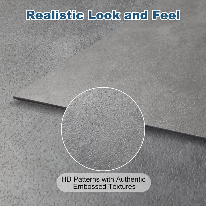 23.62" X 23.62" Peel and Stick Floor Tile, Gray Marble Waterproof Vinyl Floor Tiles