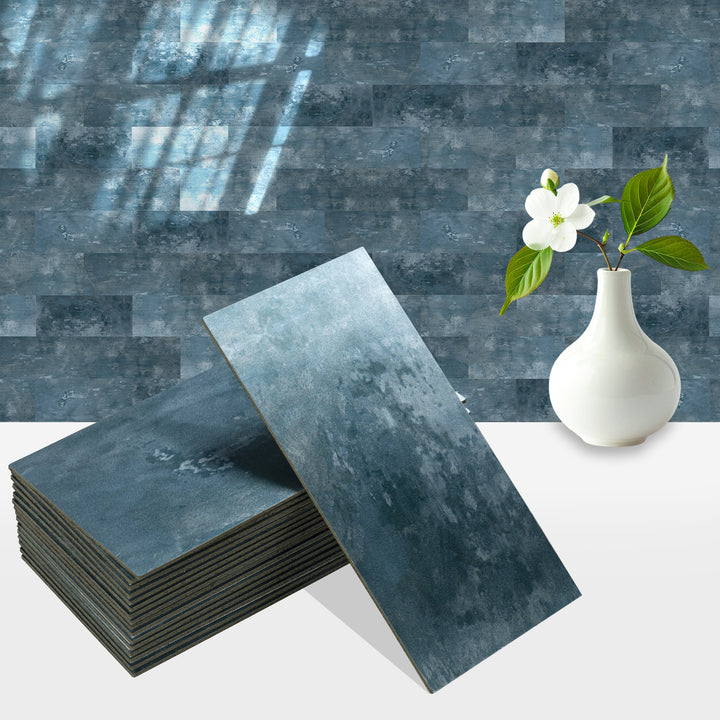 Navy Blue Peel and Stick Backsplash Brick Subway Tile