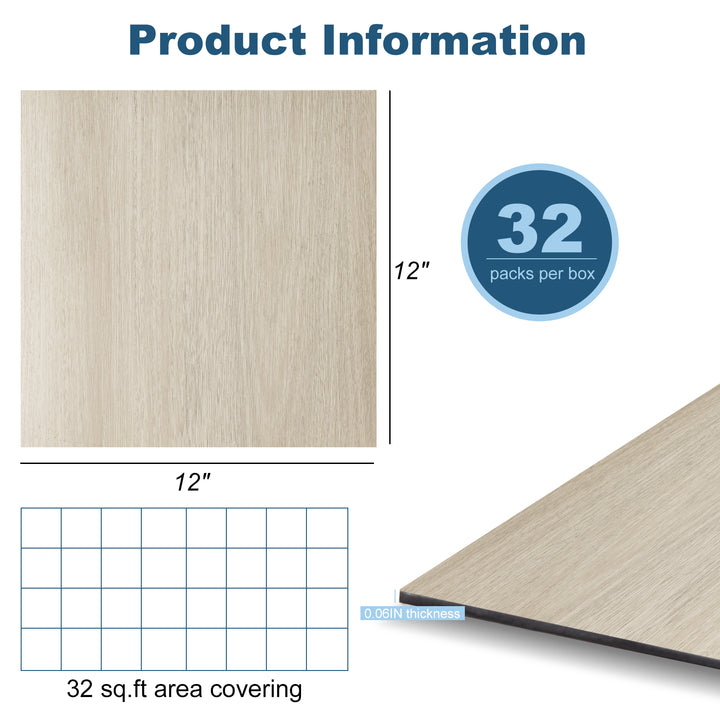 Self-adhesive floor tile size diagram