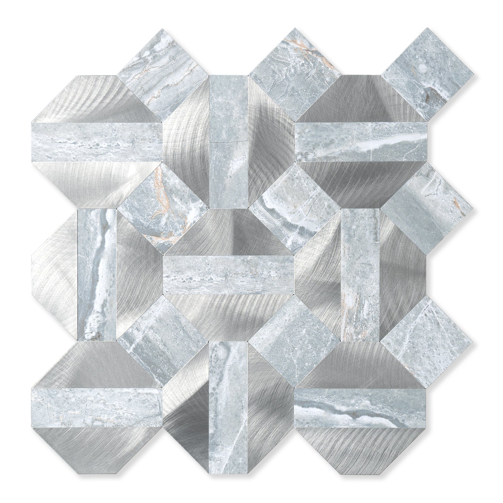 Blue Marble & Silver Backsplash