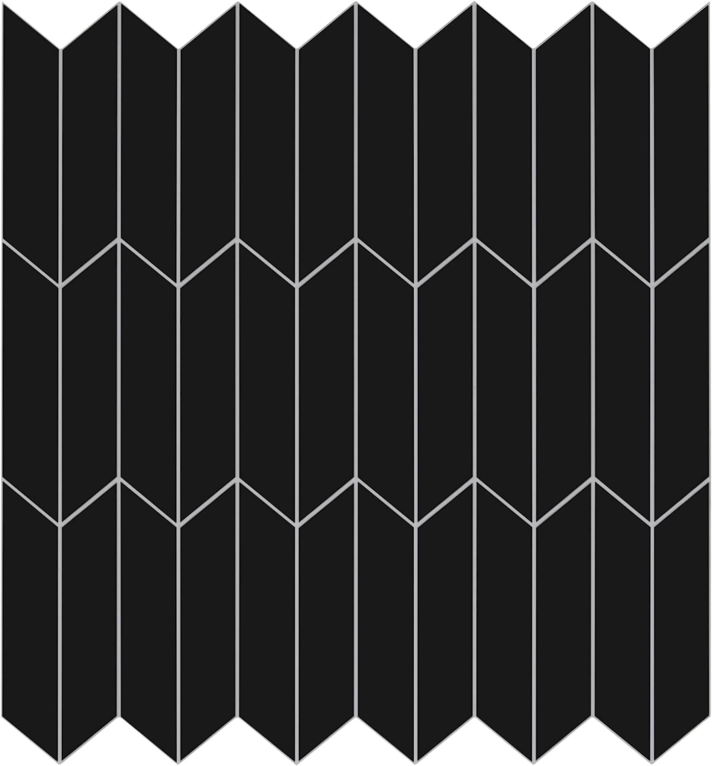 Black Herringbone Peel and Stick Mosaic Tile
