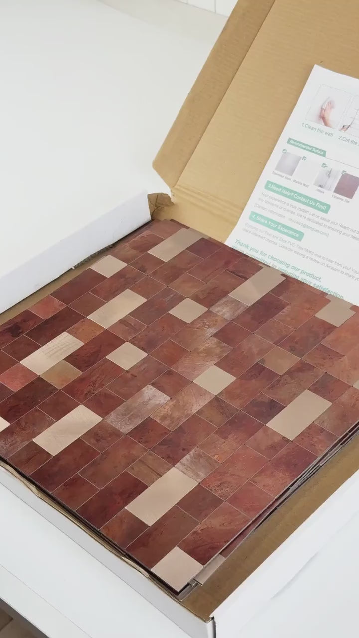12" X 12" Copper Tile Backsplash Peel and Stick Tiles