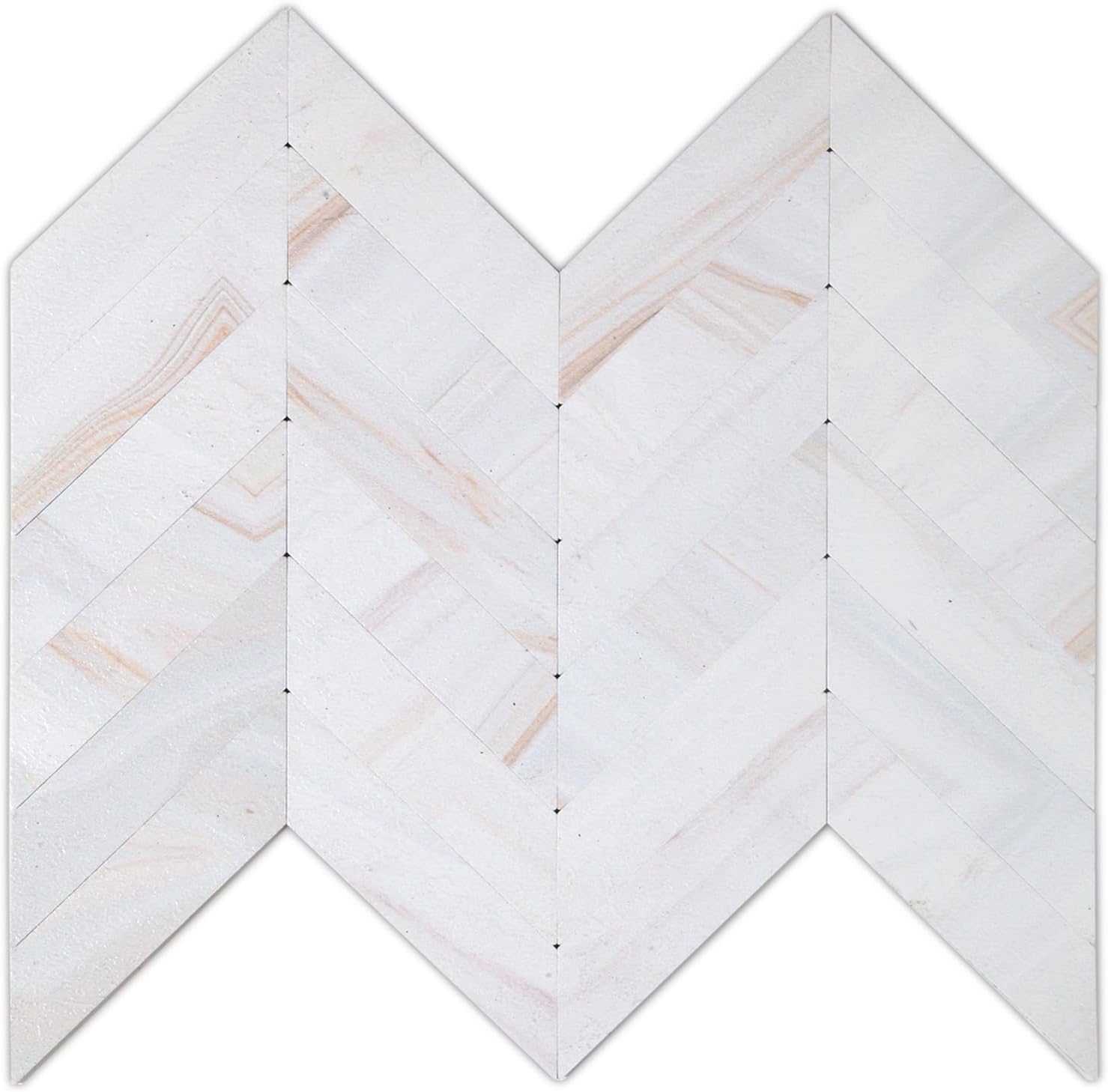 Herringbone stone tile backsplash in Colorful White main image